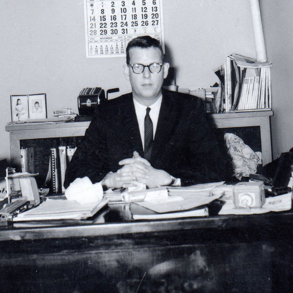 President of Dearing Compressor- black and white image, wearing suit