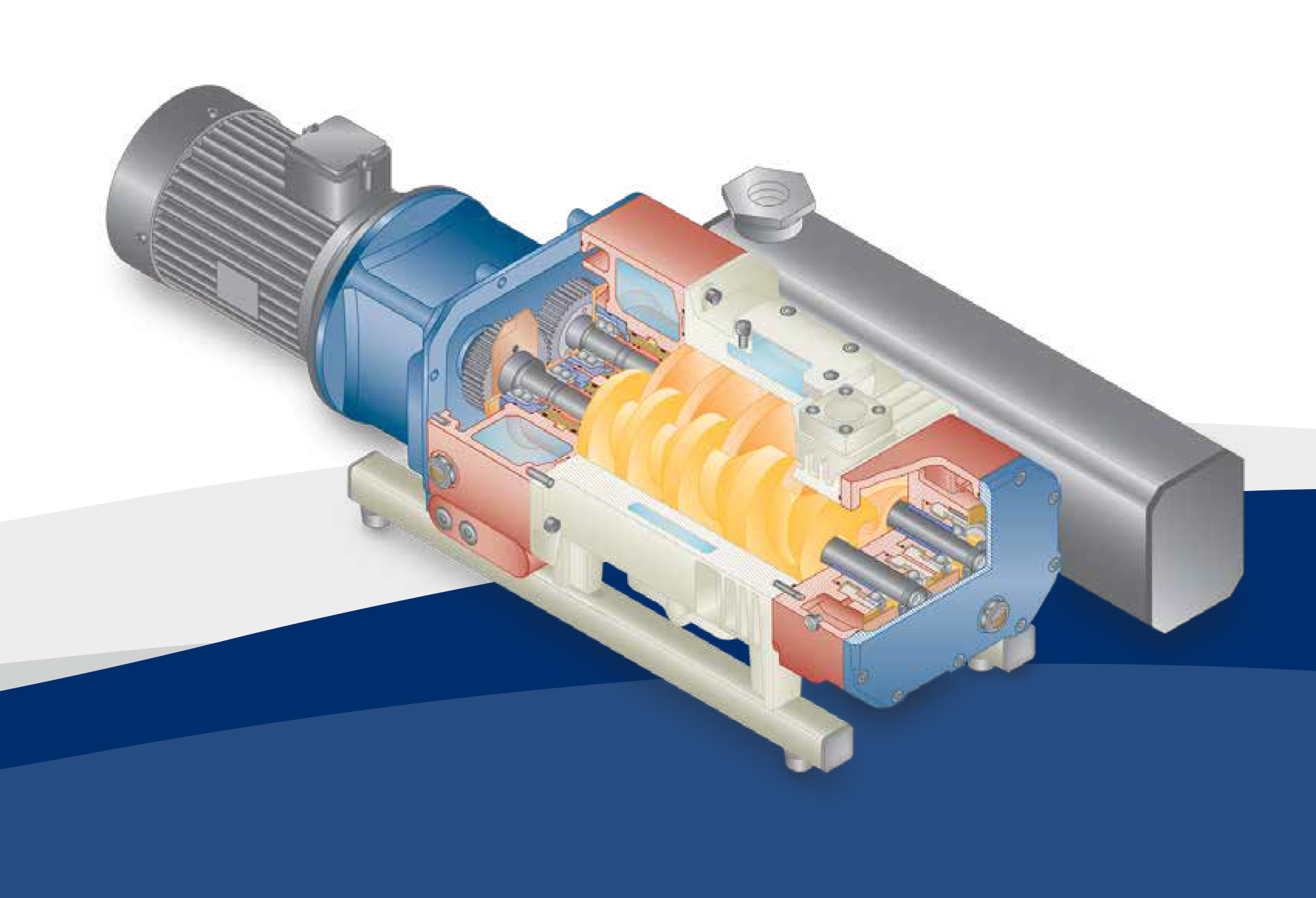 Image of internal point of view of screw vacuum pump